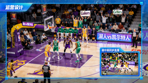 NBA常规赛湖人队对阵凯尔特人队的画中画同步直播小窗